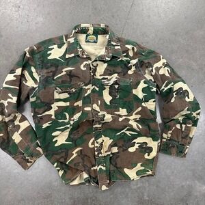 90s cabelas heavyweight camo button up shirt